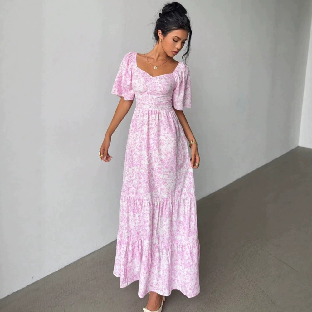 Zara Square Neck Puff Sleeve Dress